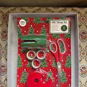 Mistle Bow 6-Piece Christmas Gift Wrap Kit with Scissors, Cutter, and Tape